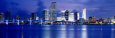 Panoramic View of an Urban Skyline at Night, Miami, Florida, USA